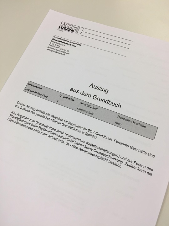 Beispiel Grundbuchauszug